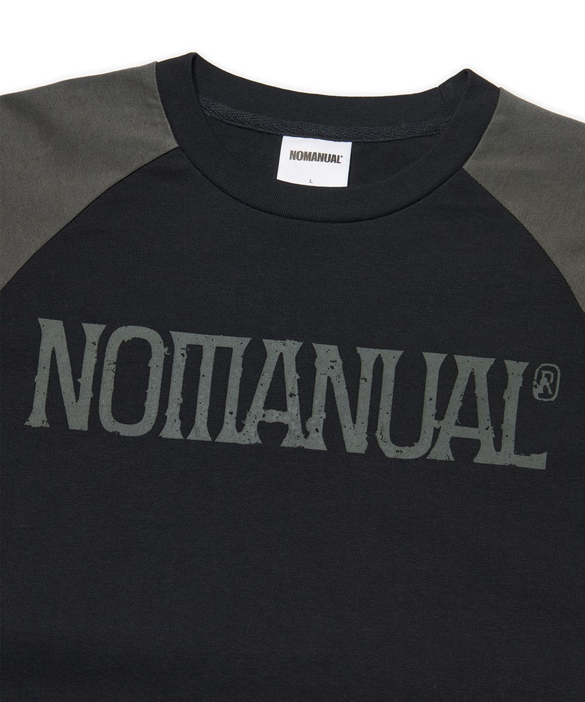 노매뉴얼(NOMANUAL) DUO TONE RAGLAN LONG SLEEVE TEE - BLACK