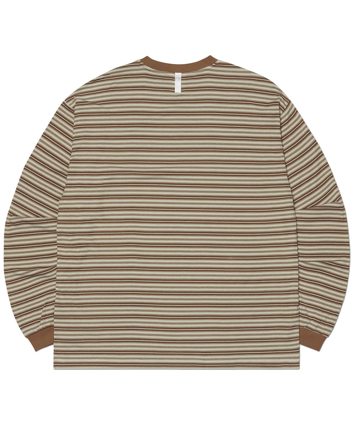 노매뉴얼(NOMANUAL) OFFBEAT STRIPE LONG SLEEVE TEE - BROWN
