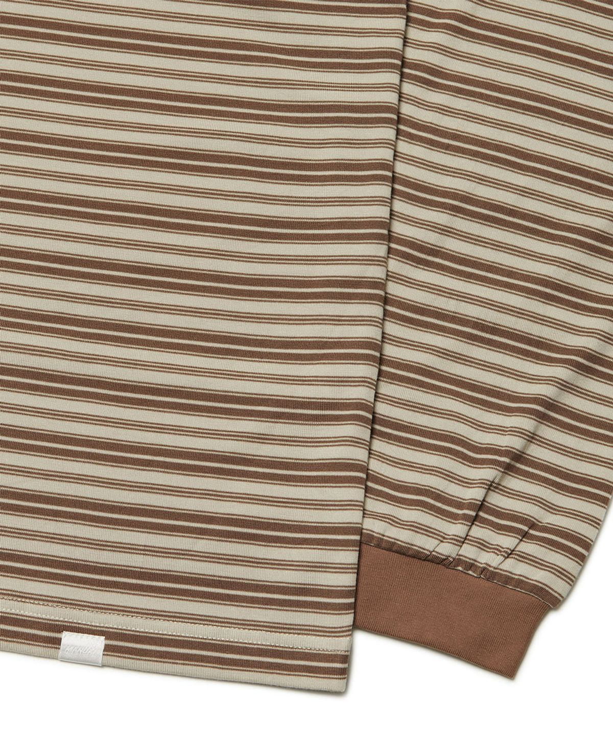 노매뉴얼(NOMANUAL) OFFBEAT STRIPE LONG SLEEVE TEE - BROWN