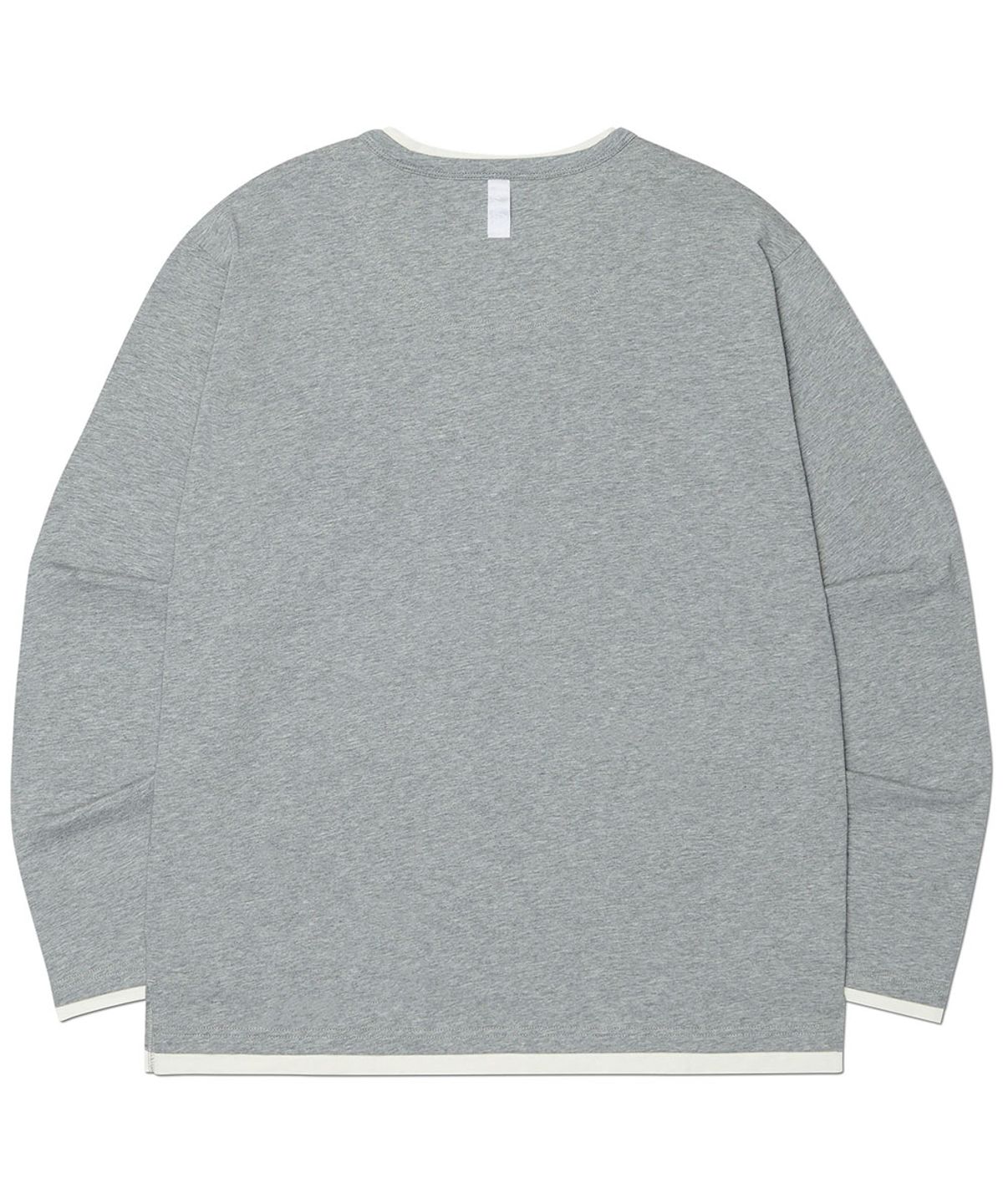 노매뉴얼(NOMANUAL) LAYERED HENLEY NECK LONG SLEEVE TEE - GRAY