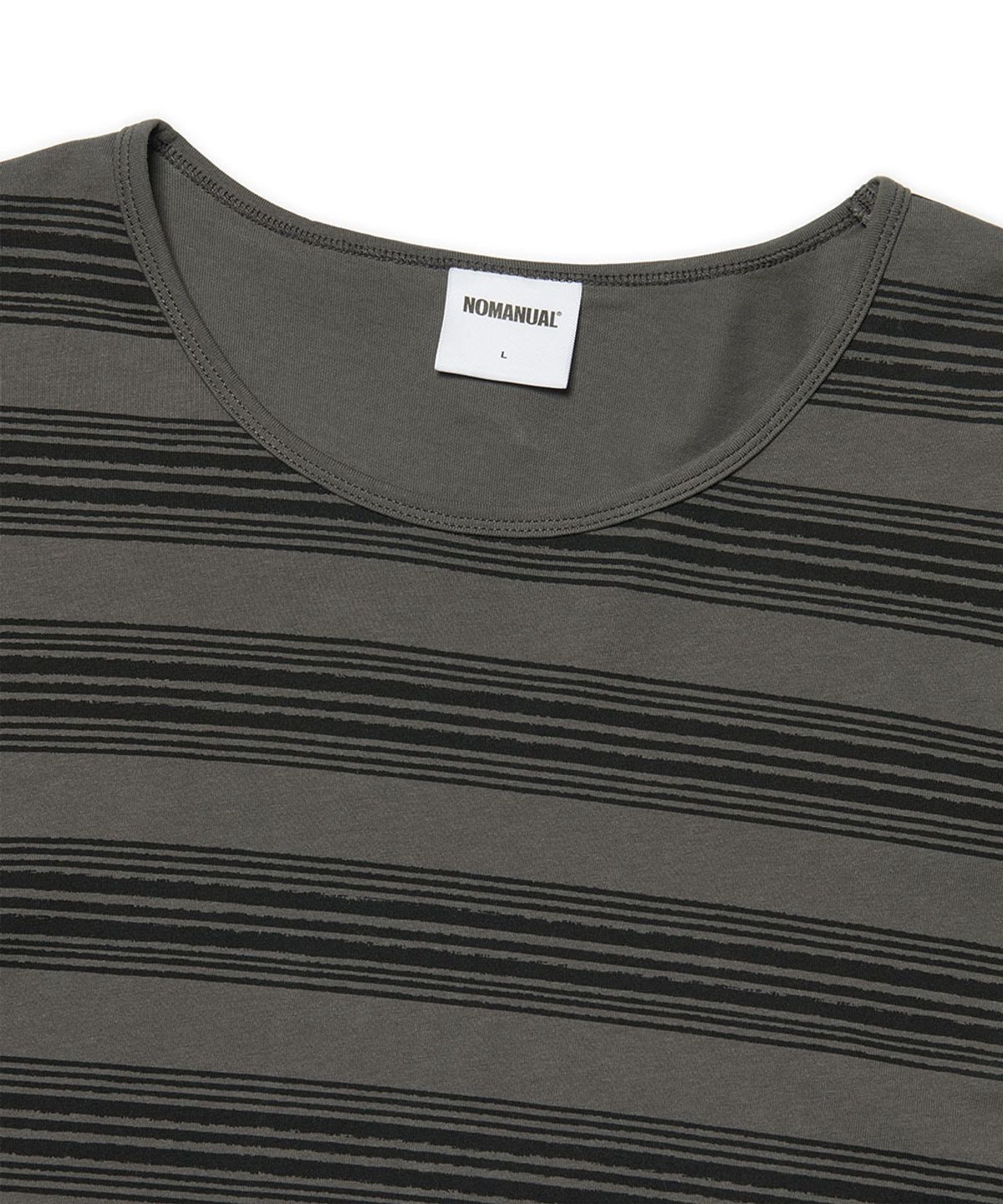 노매뉴얼(NOMANUAL) PAINTED STRIPE LONG SLEEVE TEE - BLACK
