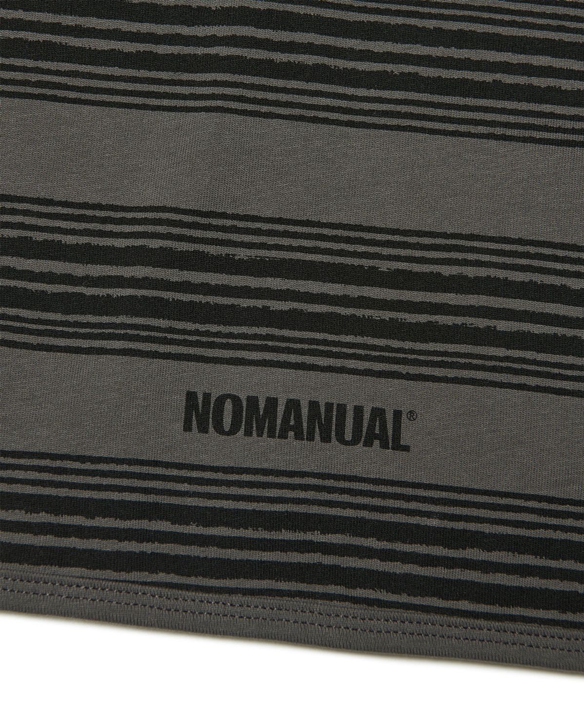 노매뉴얼(NOMANUAL) PAINTED STRIPE LONG SLEEVE TEE - BLACK