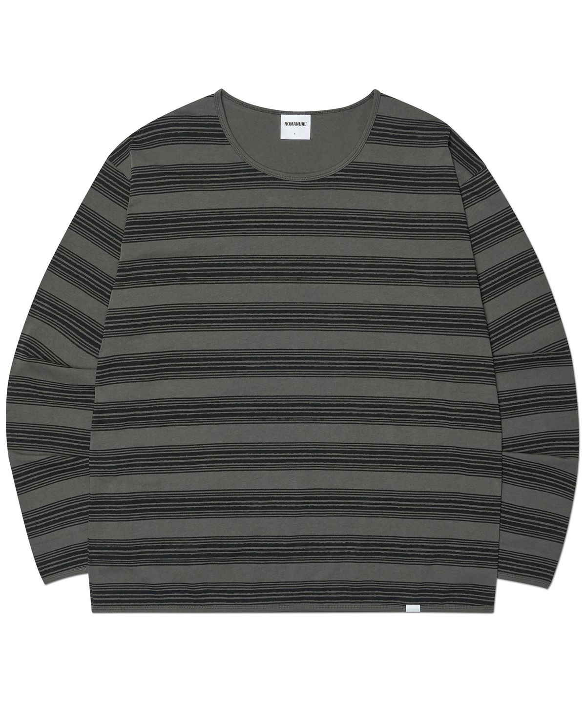 노매뉴얼(NOMANUAL) PAINTED STRIPE LONG SLEEVE TEE - BLACK