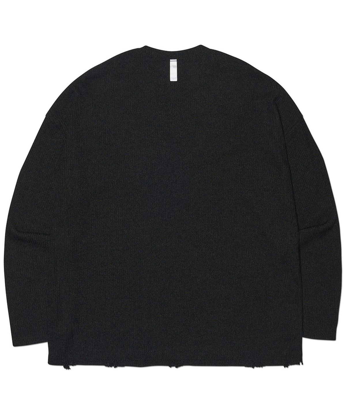 노매뉴얼(NOMANUAL) EMBLEM DAMAGED KNIT LONG SLEEVE TEE - BLACK