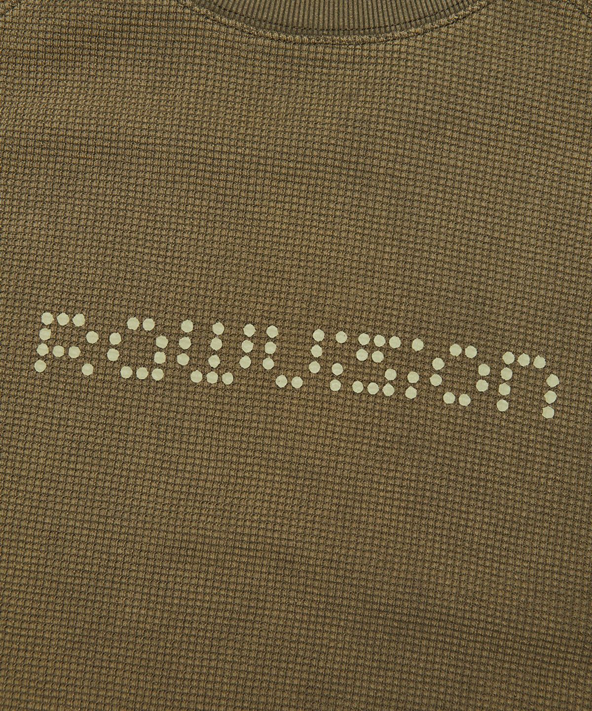 노매뉴얼(NOMANUAL) DOT MATRIX TEXT WAFFLE LONG SLEEVE TEE - WASHED KHAKI