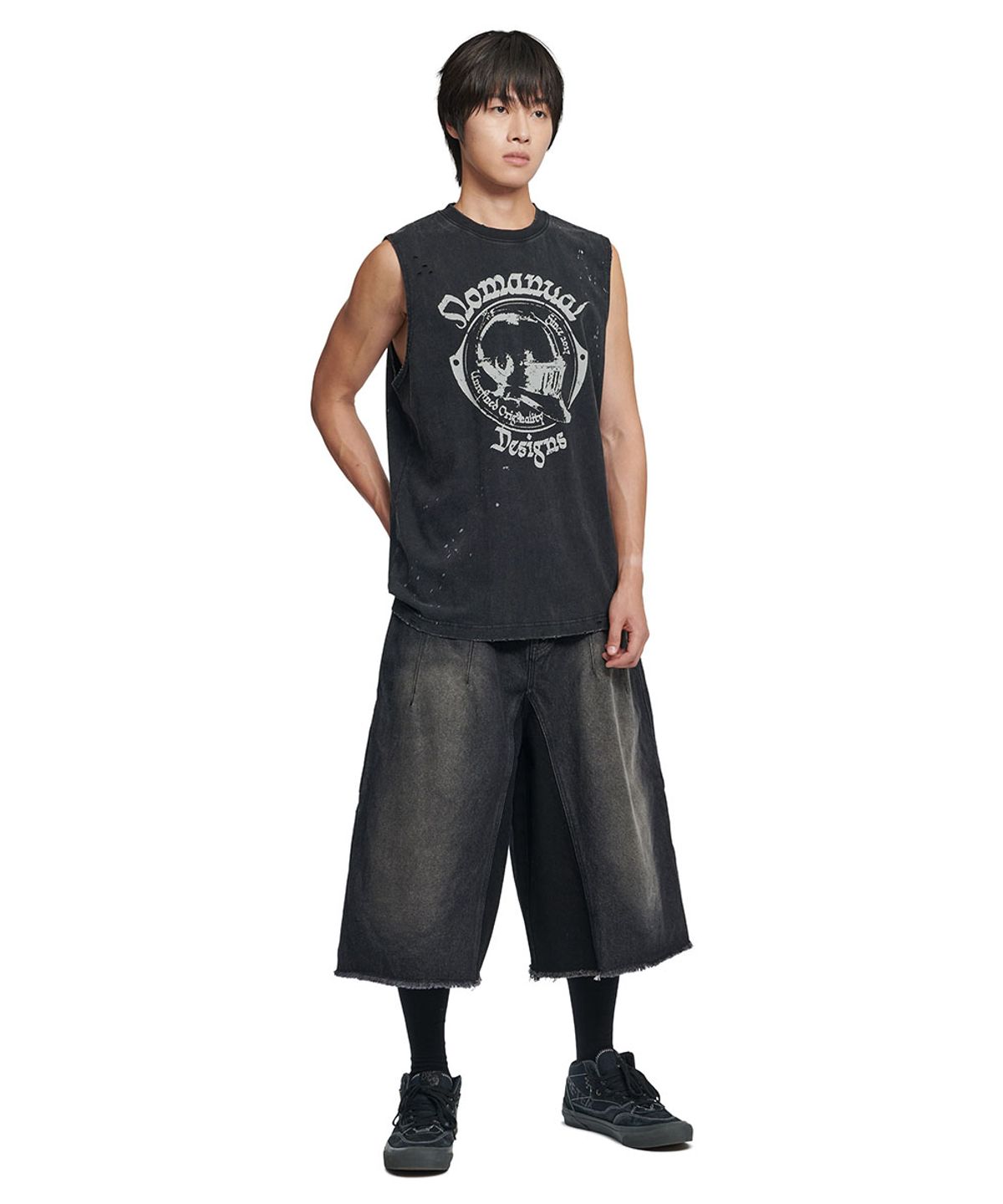 노매뉴얼(NOMANUAL) JOUST WASHED SLEEVELESS TEE - WASHED BLACK