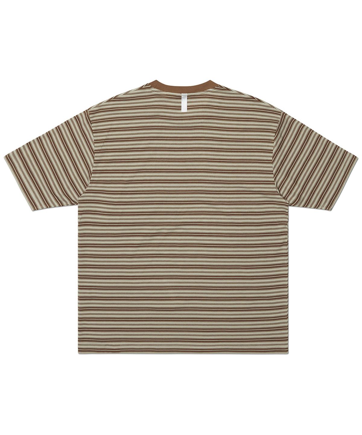 노매뉴얼(NOMANUAL) OFFBEAT STRIPE T-SHIRT - BROWN
