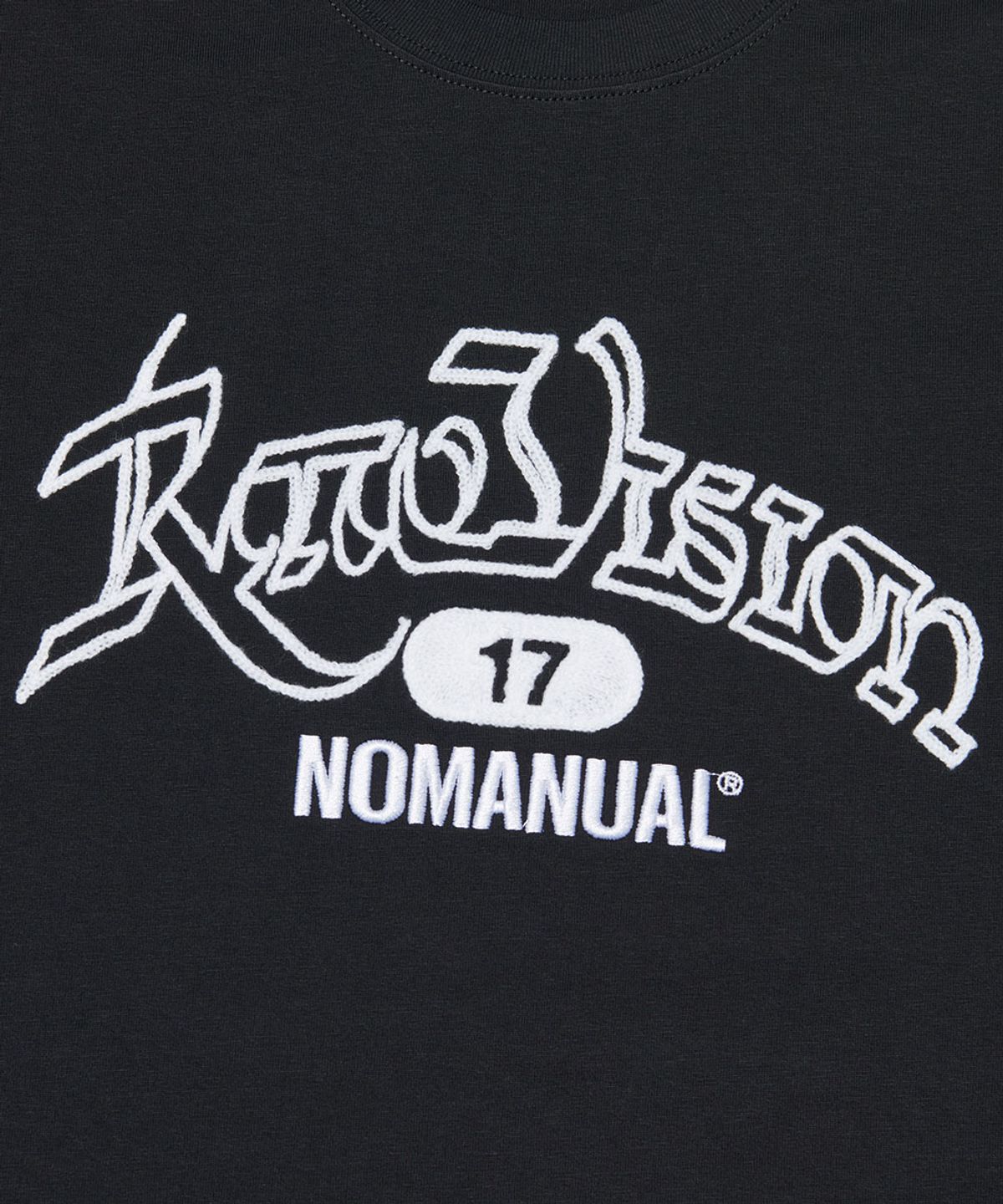 노매뉴얼(NOMANUAL) RAW CHAIN STITCHED T-SHIRT - BLACK