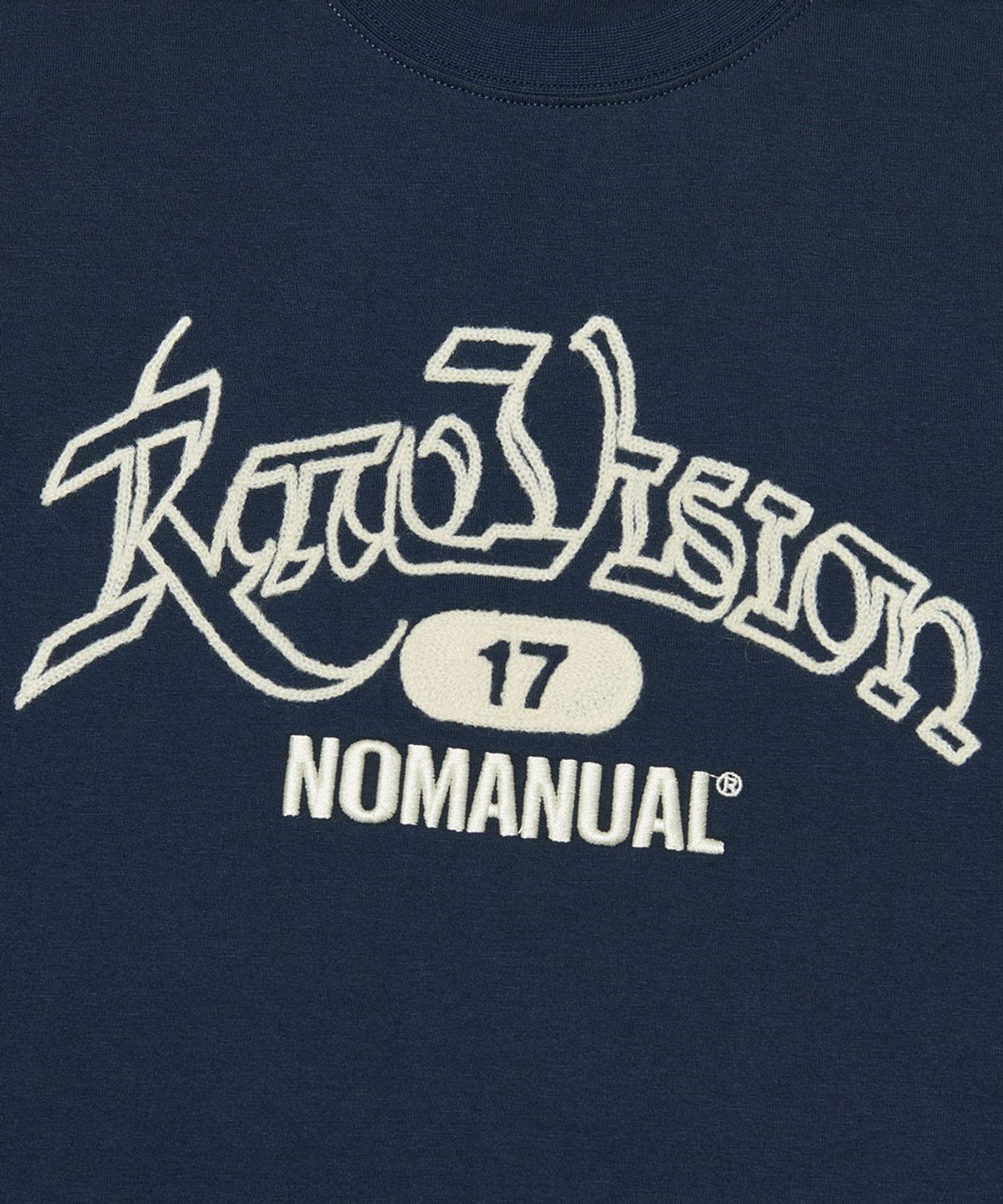 노매뉴얼(NOMANUAL) RAW CHAIN STITCHED T-SHIRT - DARK NAVY