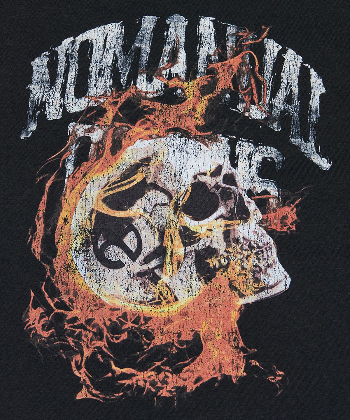 노매뉴얼(NOMANUAL) BLAZING SKULL T-SHIRT - BLACK