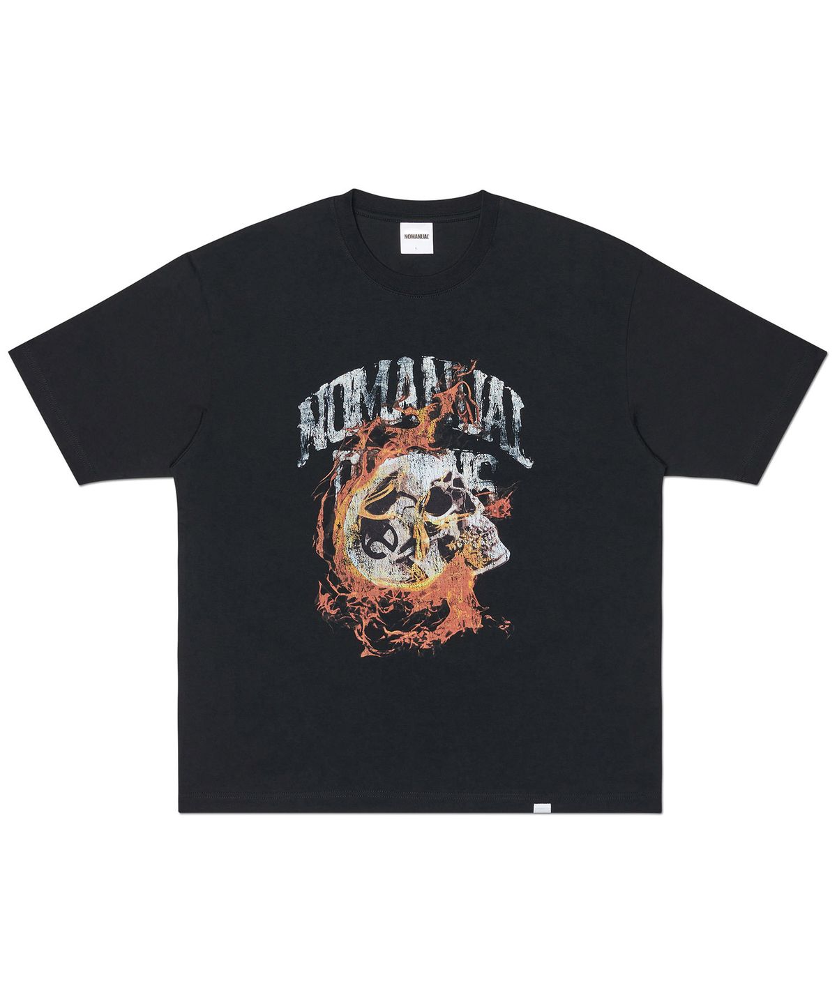 노매뉴얼(NOMANUAL) BLAZING SKULL T-SHIRT - BLACK