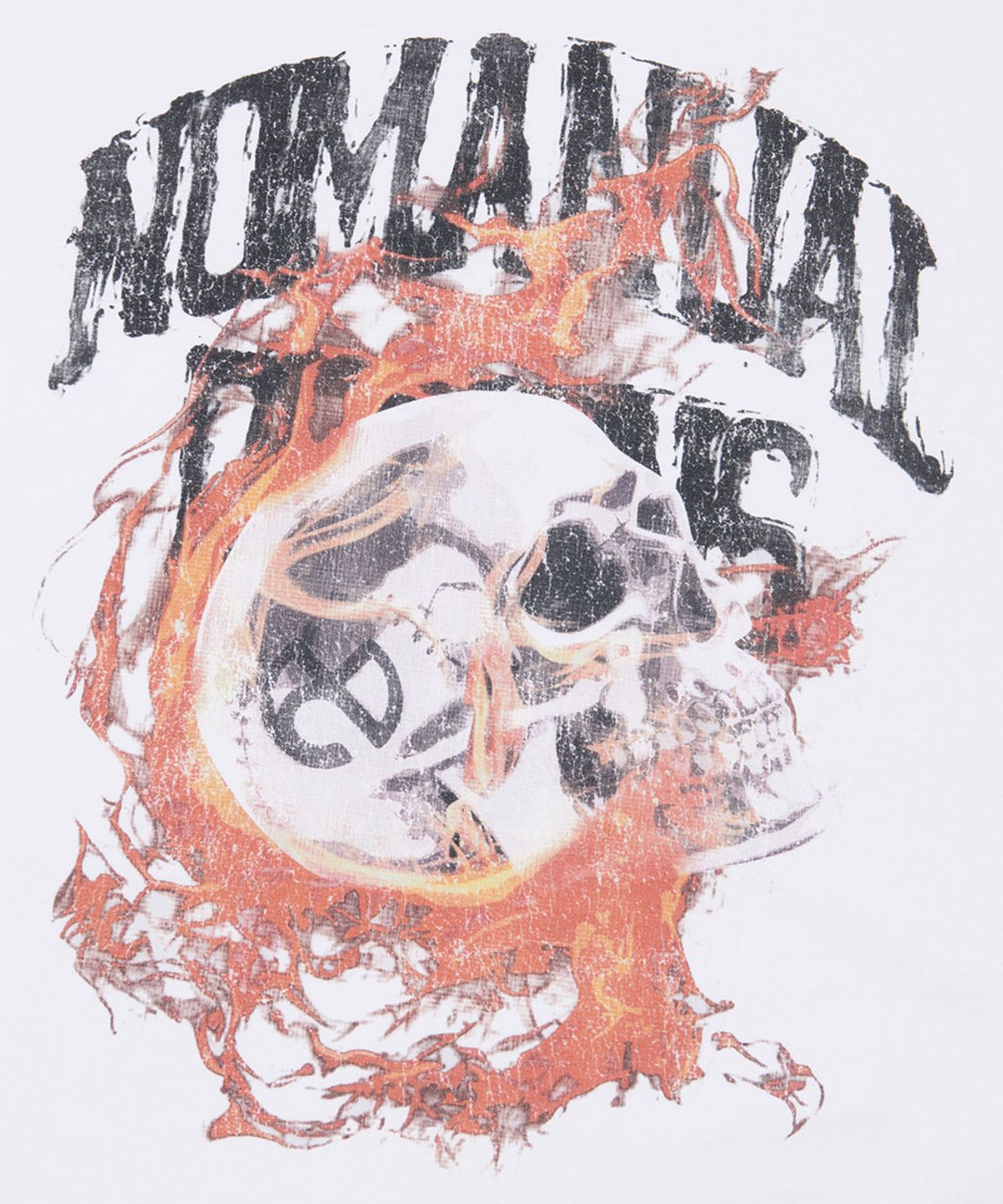 노매뉴얼(NOMANUAL) BLAZING SKULL T-SHIRT - WHITE