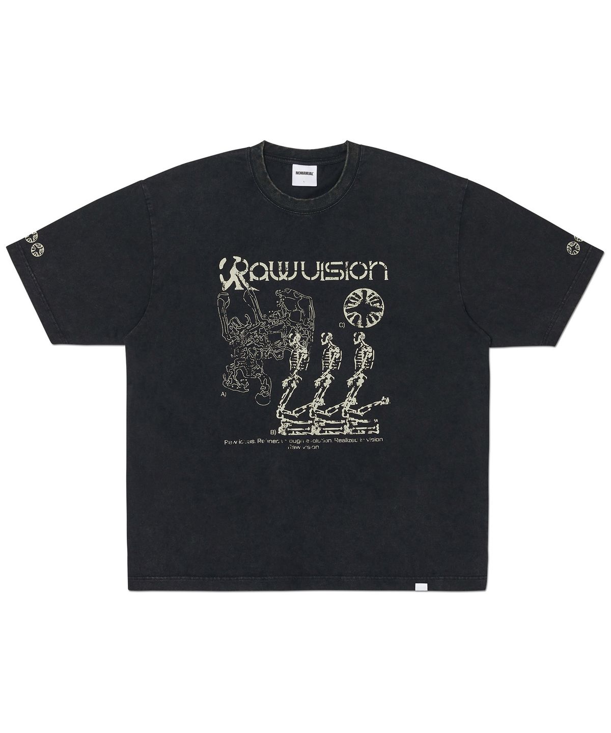 노매뉴얼(NOMANUAL) S.I WASHED T-SHIRT - WASHED BLACK