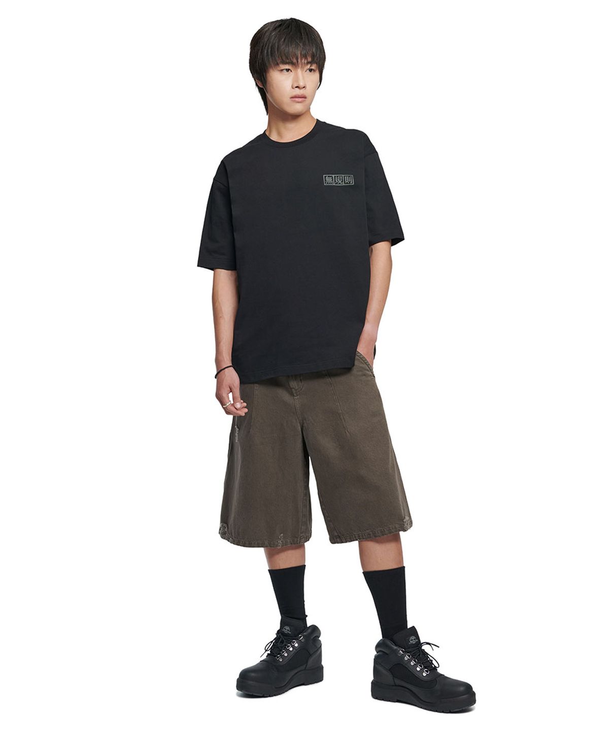 노매뉴얼(NOMANUAL) 無規則 ORBIT CROSS T-SHIRT - BLACK