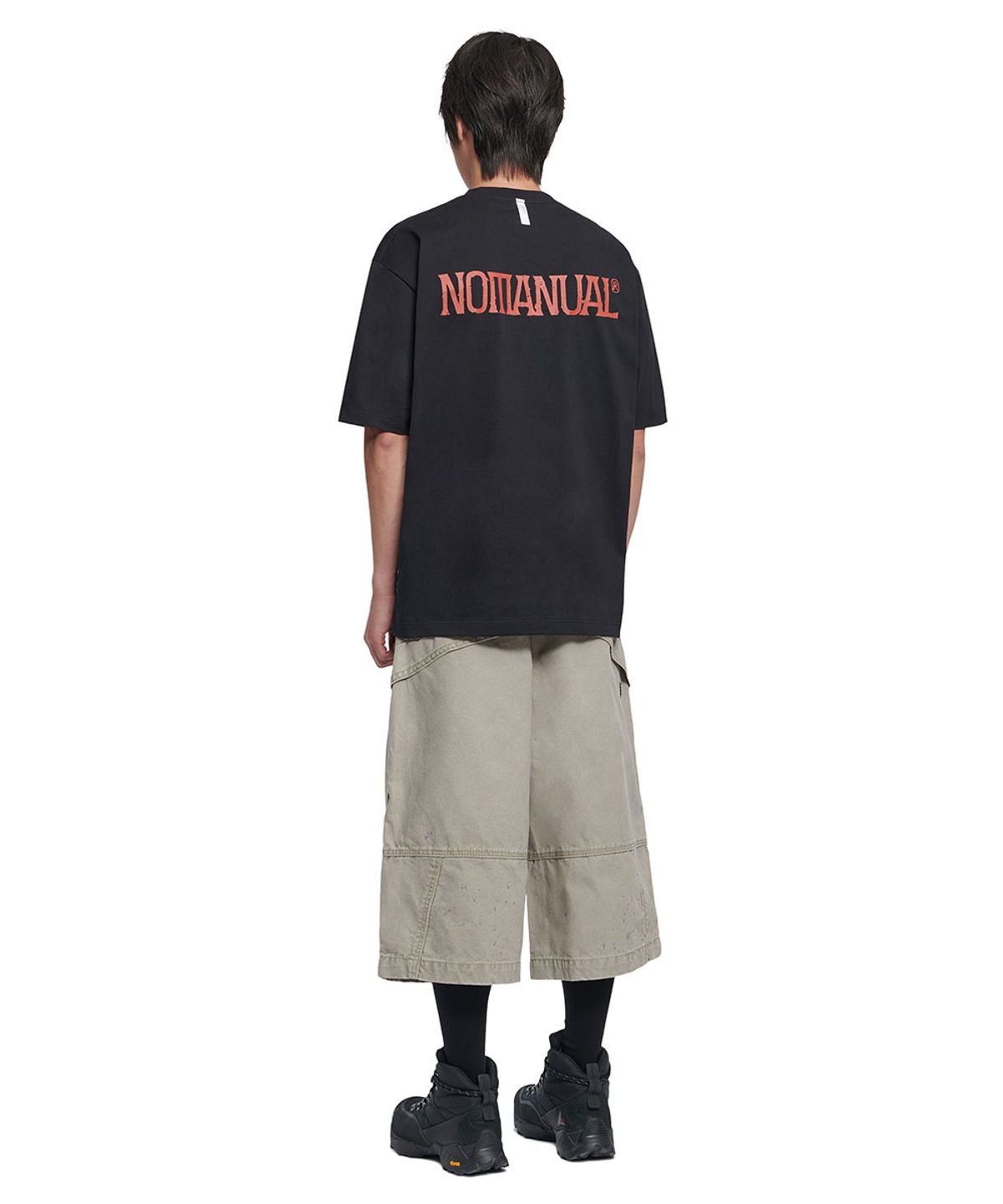 노매뉴얼(NOMANUAL) TWO FACE LOGO T-SHIRT - BLACK