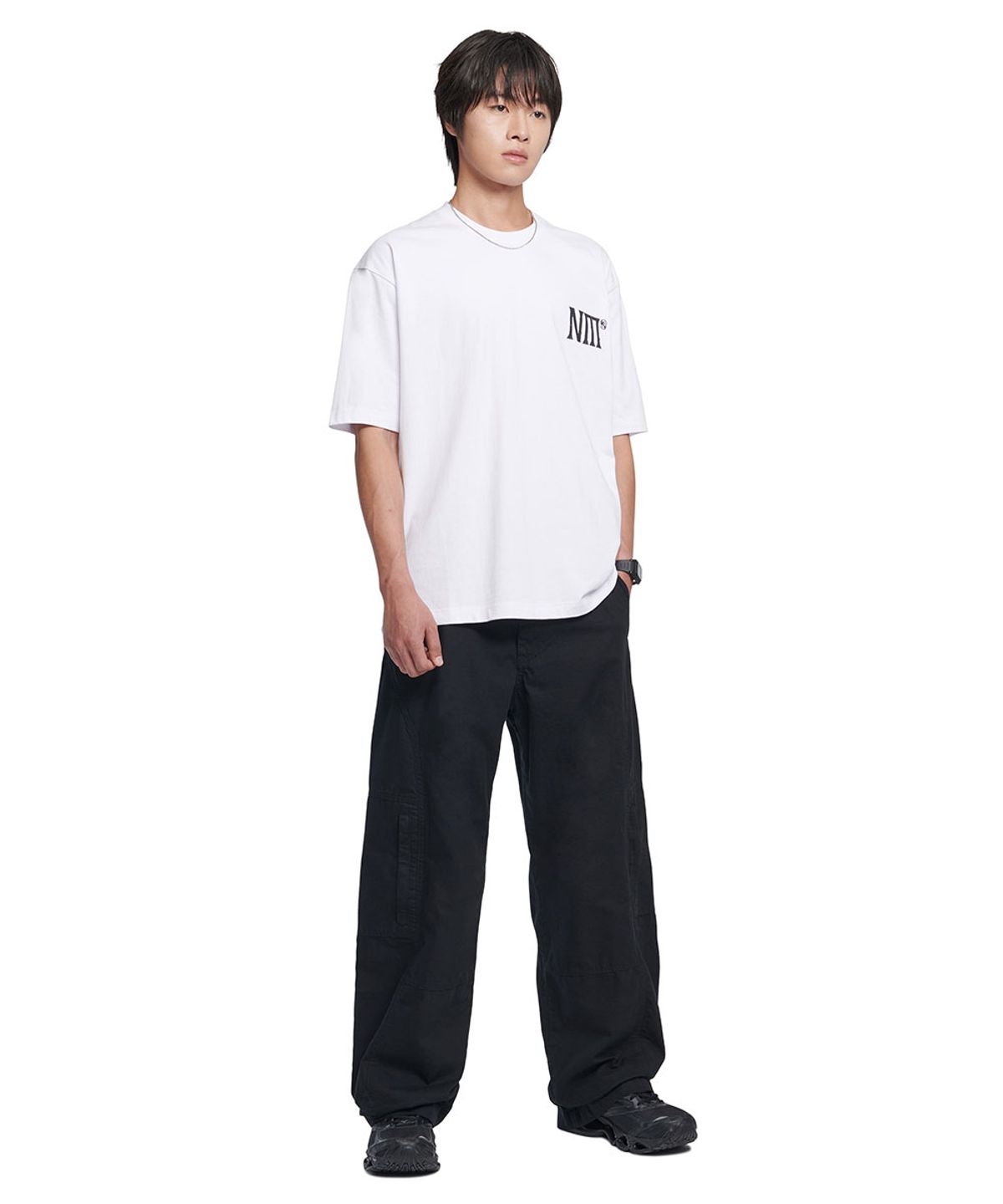 노매뉴얼(NOMANUAL) TWO FACE LOGO T-SHIRT - WHITE
