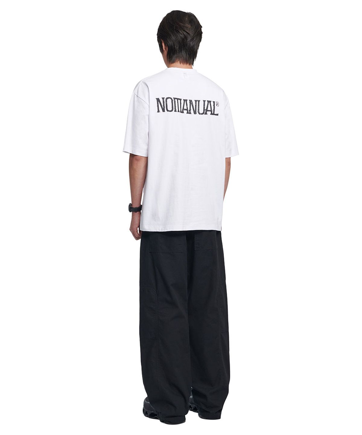 노매뉴얼(NOMANUAL) TWO FACE LOGO T-SHIRT - WHITE