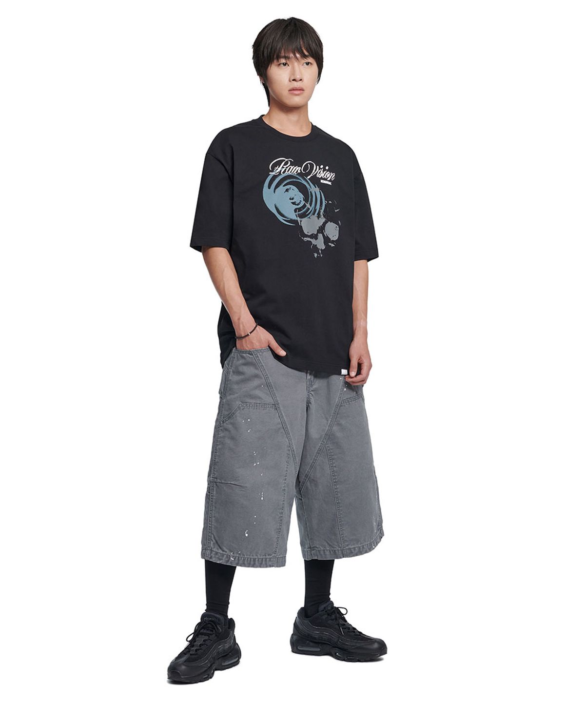 노매뉴얼(NOMANUAL) 3C SKULL T-SHIRT - BLACK