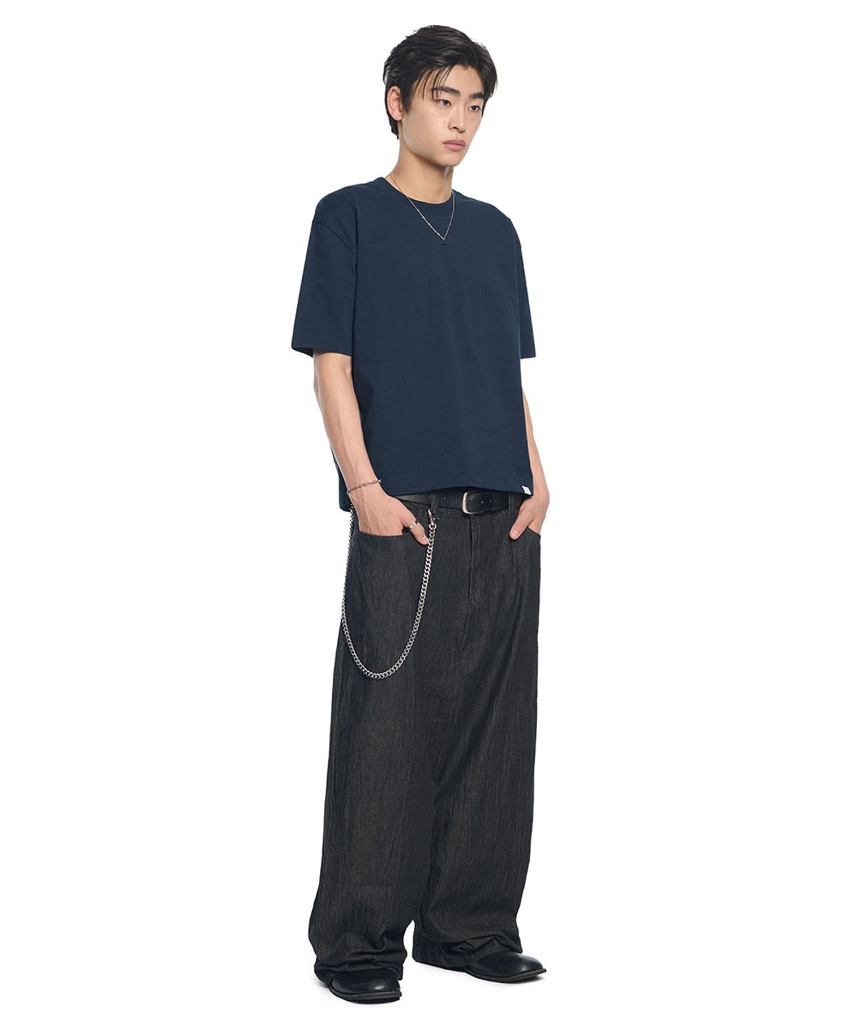노매뉴얼(NOMANUAL) NM CROP T-SHIRT - DARK NAVY