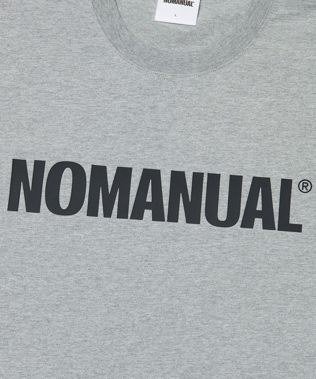 노매뉴얼(NOMANUAL) NM TEXT LOGO T-SHIRT - MELANGE