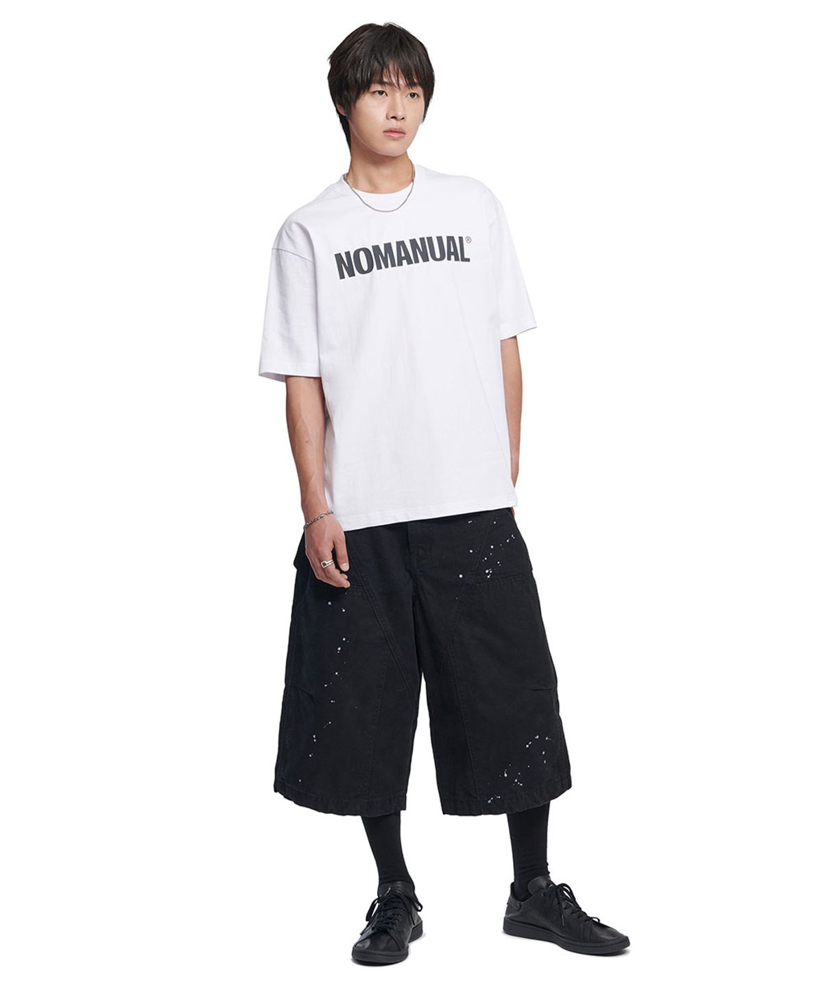 노매뉴얼(NOMANUAL) NM TEXT LOGO T-SHIRT - WHITE