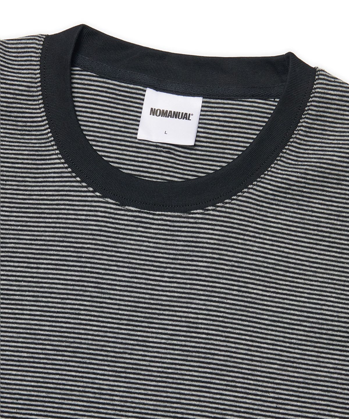 노매뉴얼(NOMANUAL) FINE STRIPE T-SHIRT - BLACK