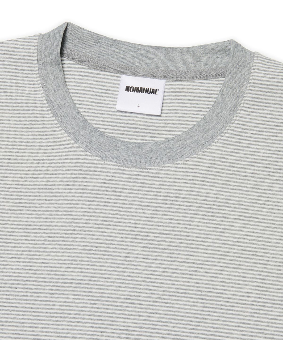 노매뉴얼(NOMANUAL) FINE STRIPE T-SHIRT - GRAY