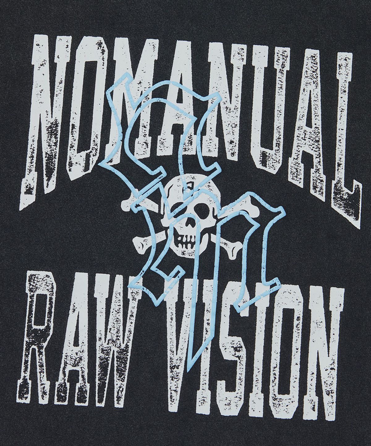 노매뉴얼(NOMANUAL) NM SKULL T-SHIRT - WASHED BLACK