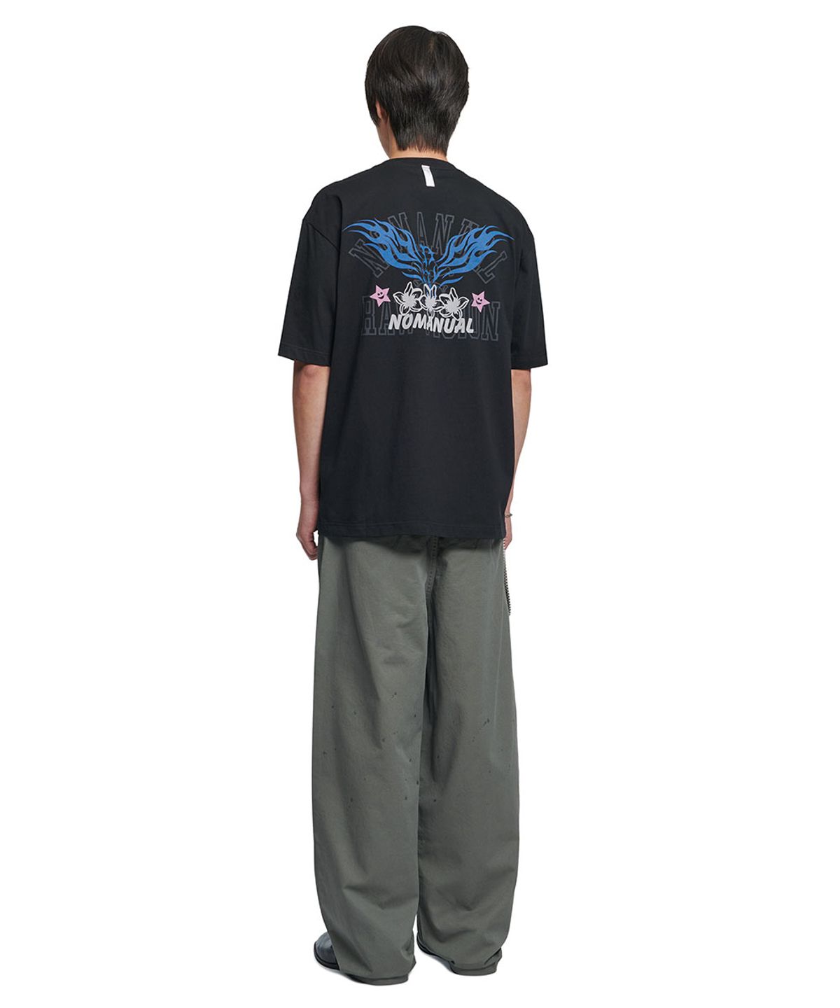 노매뉴얼(NOMANUAL) G.P PRINTED T-SHIRT - BLACK