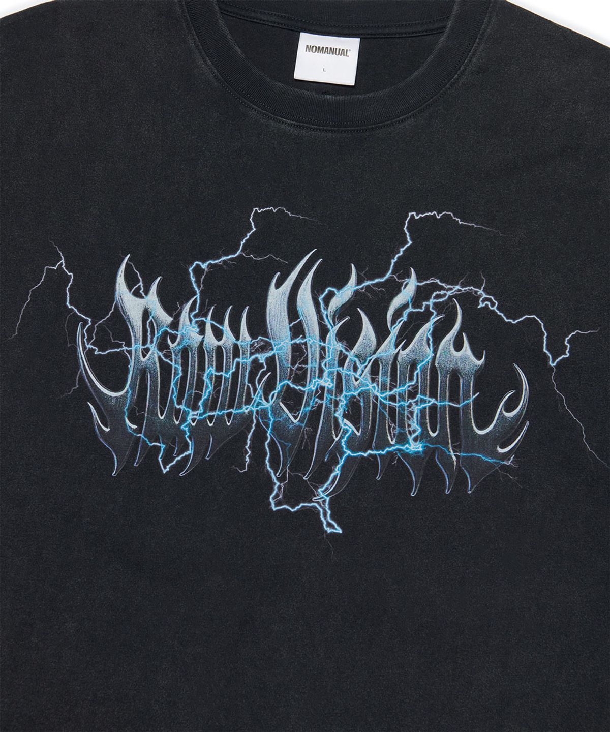 노매뉴얼(NOMANUAL) LIGHTNING RAW VISION T-SHIRT - WASHED BLACK