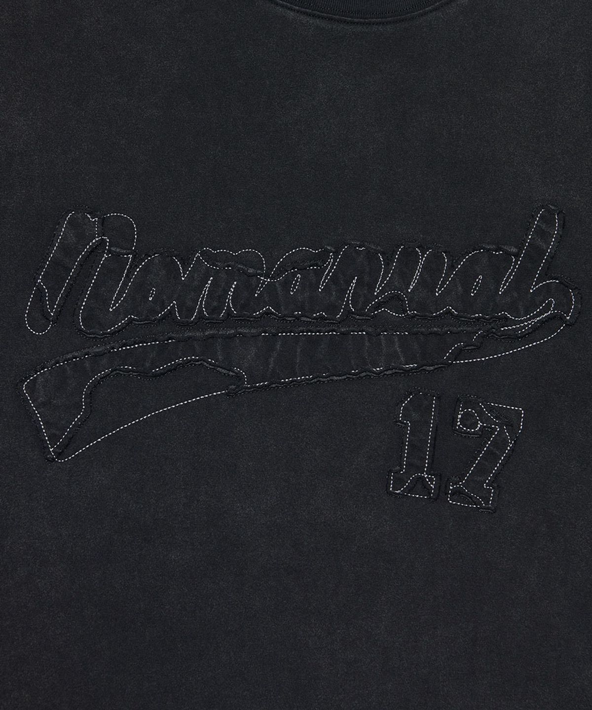 노매뉴얼(NOMANUAL) APPLIQUE T-SHIRT - WASHED BLACK