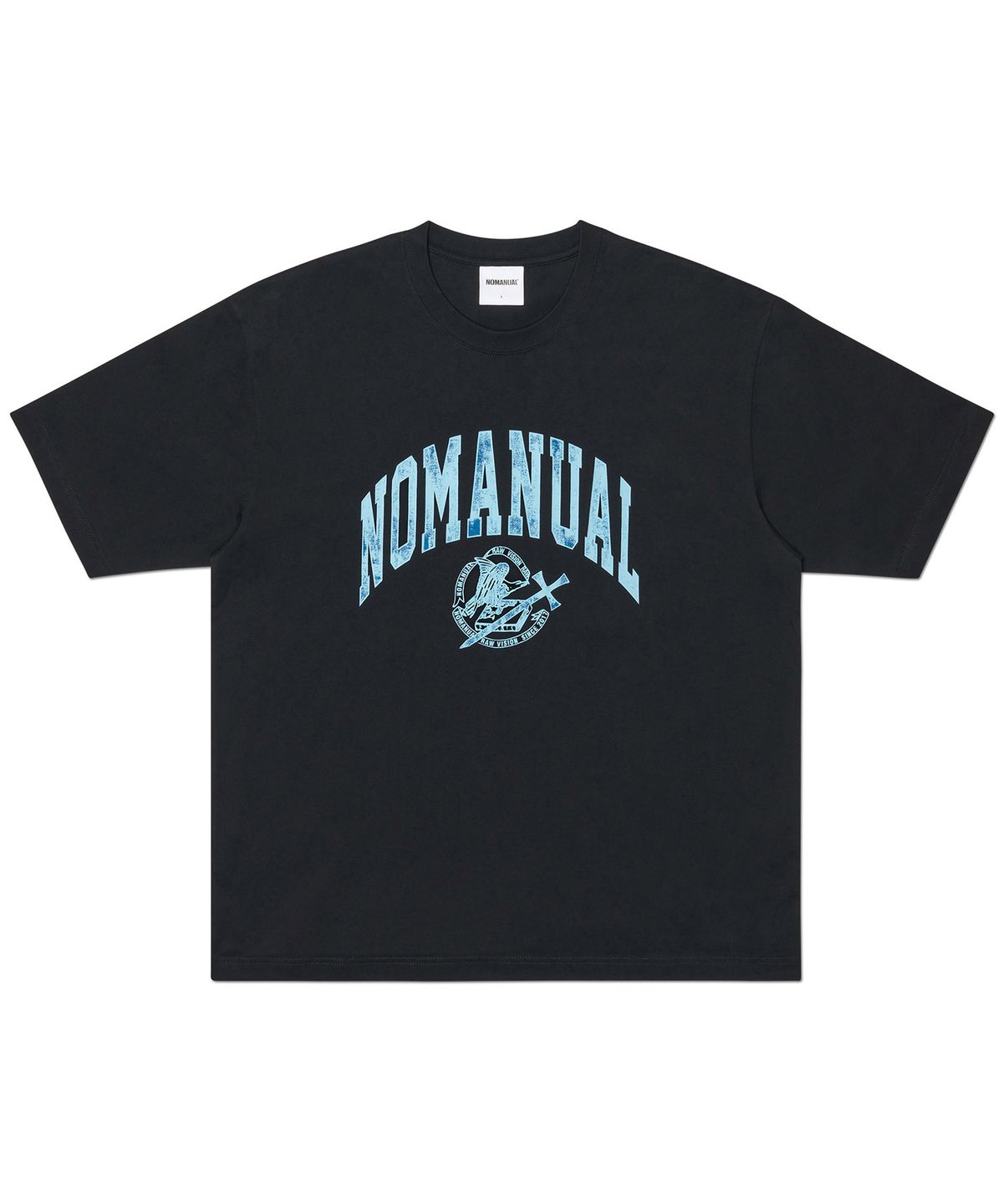 노매뉴얼(NOMANUAL) 2T ARCH LOGO T-SHIRT - BLACK