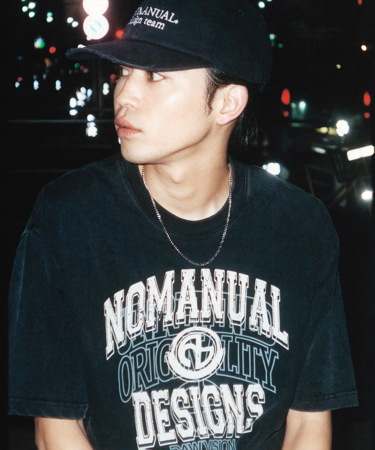 노매뉴얼(NOMANUAL) LAYERED ARCH GRAPHIC T-SHIRT - WASHED BLACK