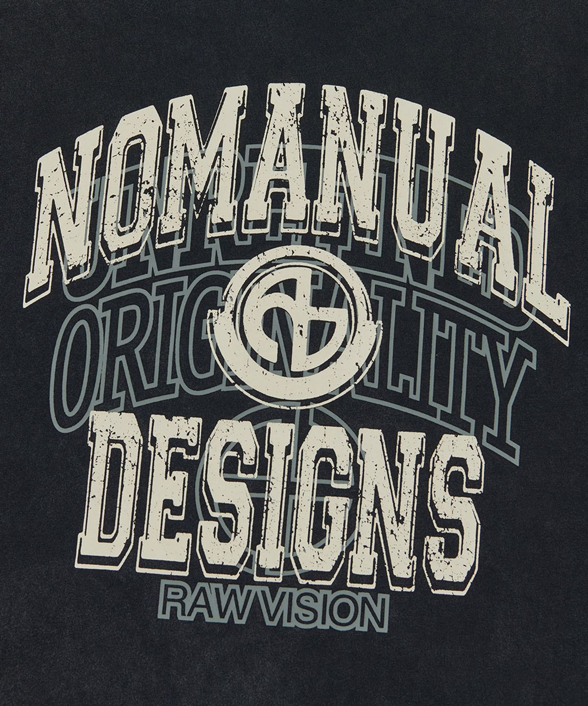 노매뉴얼(NOMANUAL) LAYERED ARCH GRAPHIC T-SHIRT - WASHED BLACK