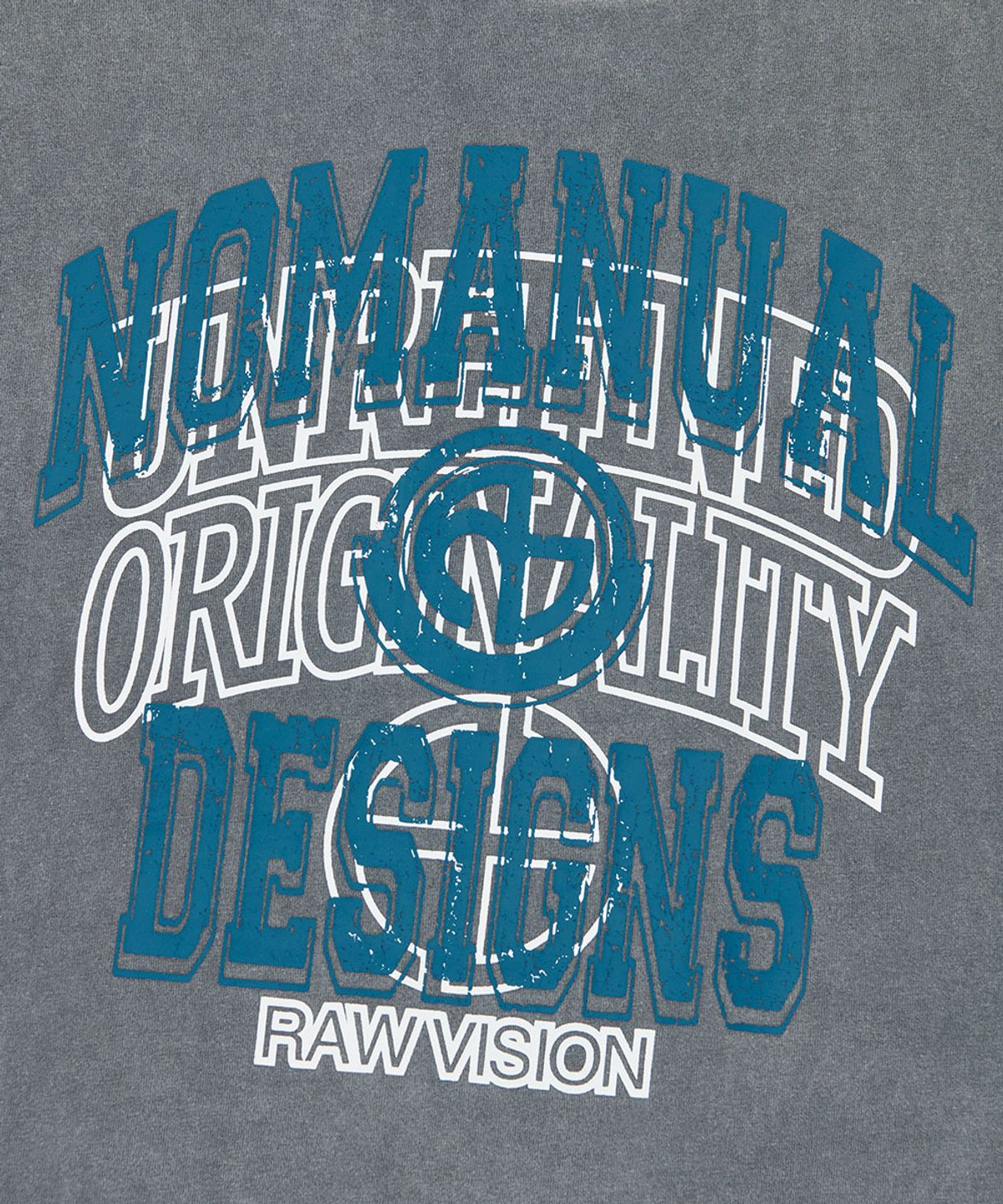 노매뉴얼(NOMANUAL) LAYERED ARCH GRAPHIC T-SHIRT - WASHED CHARCOAL