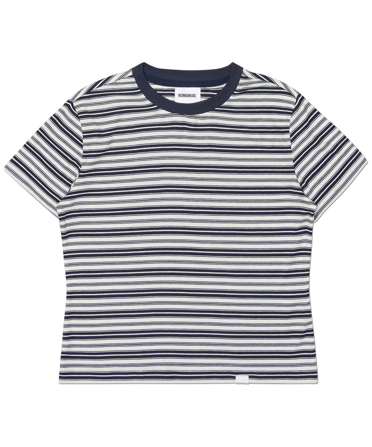 노매뉴얼(NOMANUAL) OFFBEAT STRIPE T-SHIRT (WOMAN) - BLACK