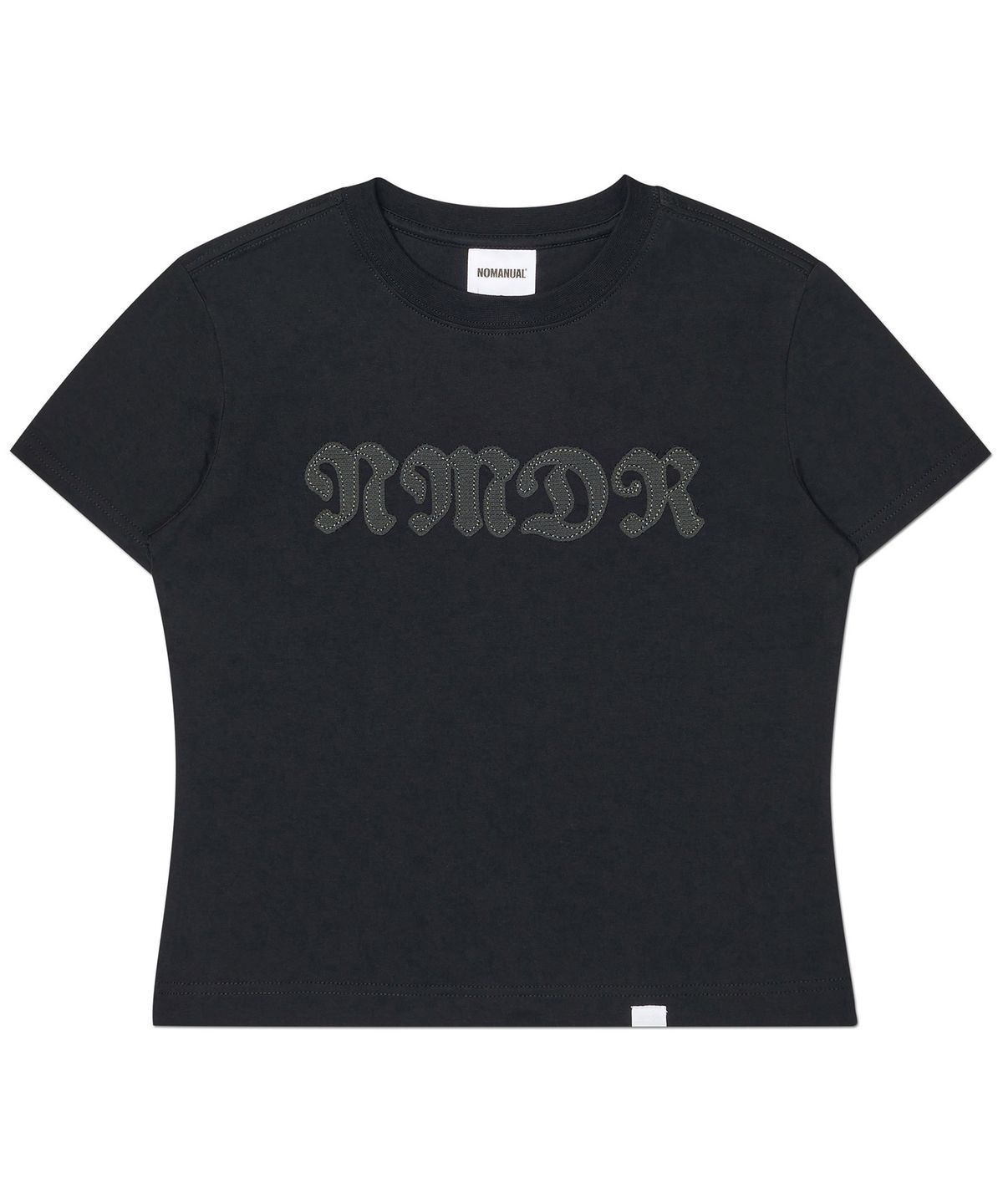 노매뉴얼(NOMANUAL) WAFFLE PATCHED T-SHIRT (WOMAN) - BLACK