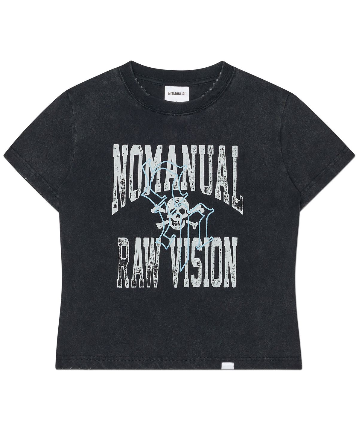 노매뉴얼(NOMANUAL) NM SKULL T-SHIRT (WOMAN) - WASHED BLACK