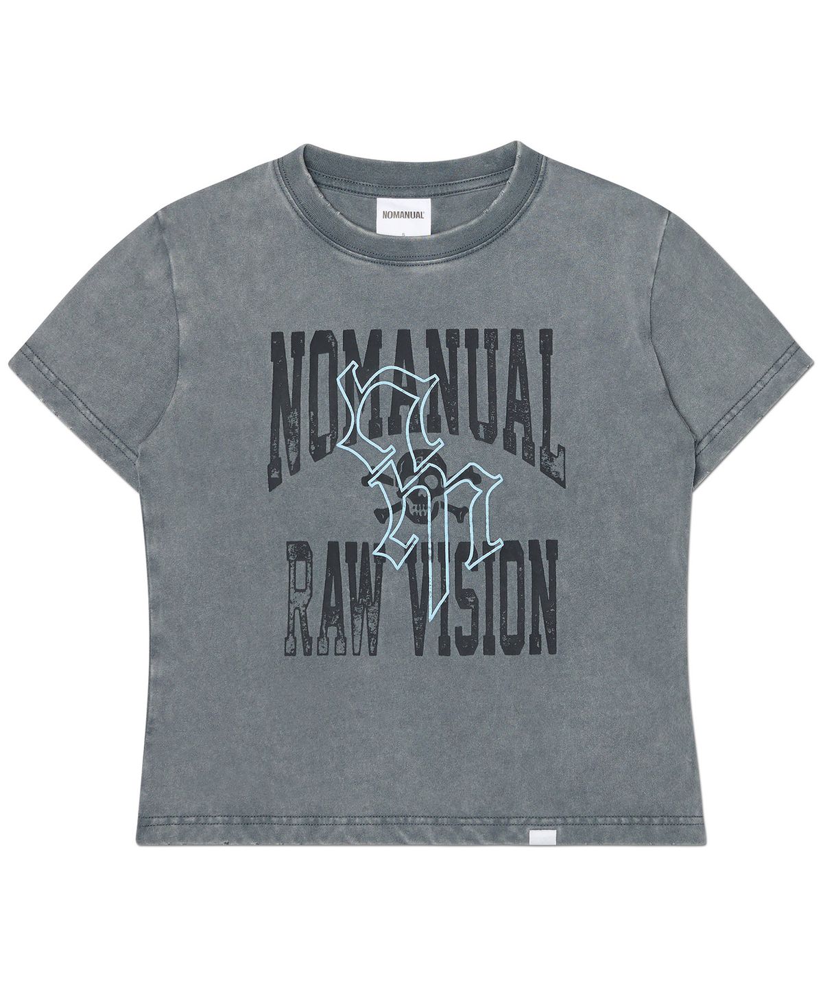 노매뉴얼(NOMANUAL) NM SKULL T-SHIRT (WOMAN) - WASHED GRAY