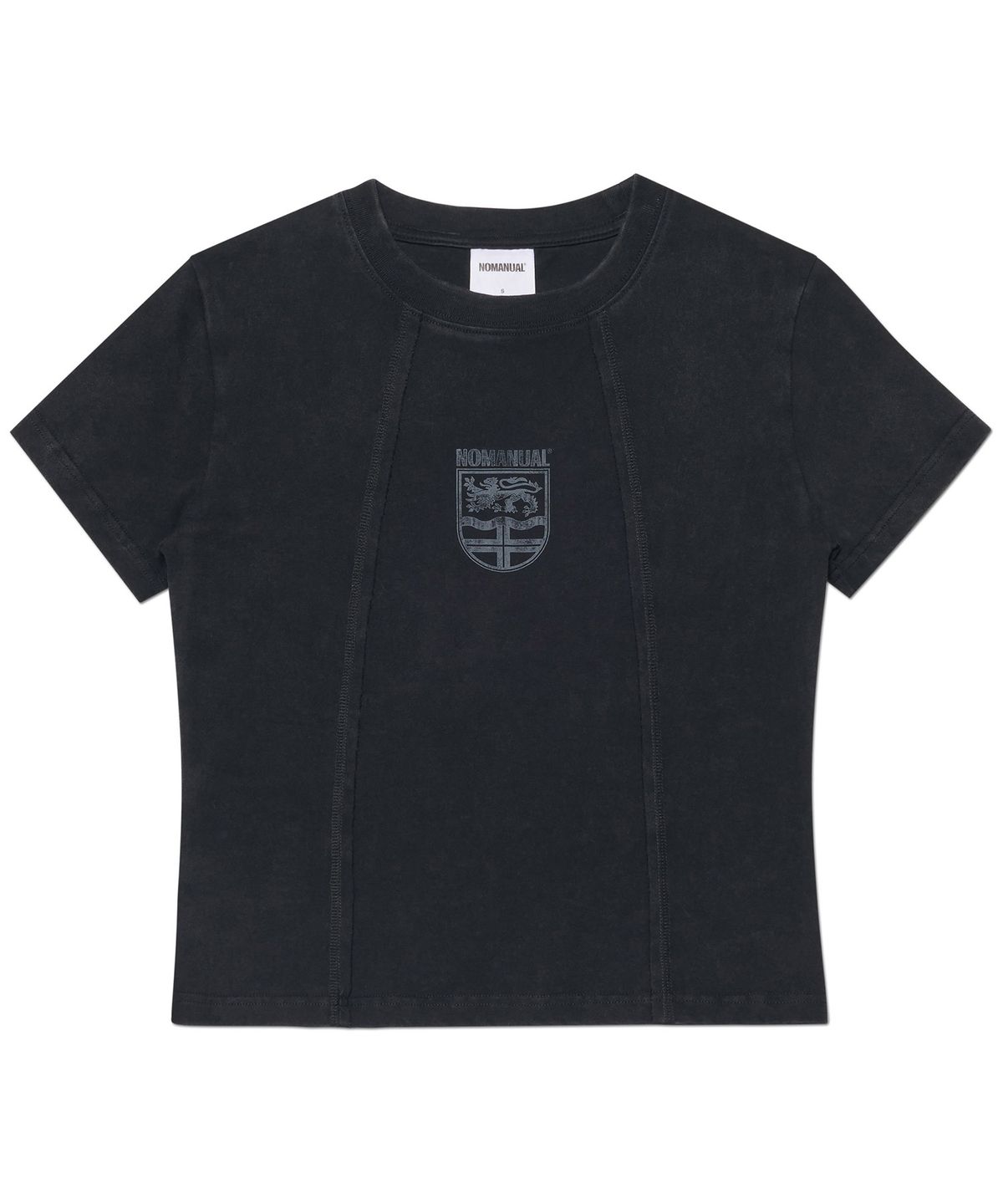 노매뉴얼(NOMANUAL) DUAL SLASH EMBLEM T-SHIRT (WOMAN) - WASHED BLACK