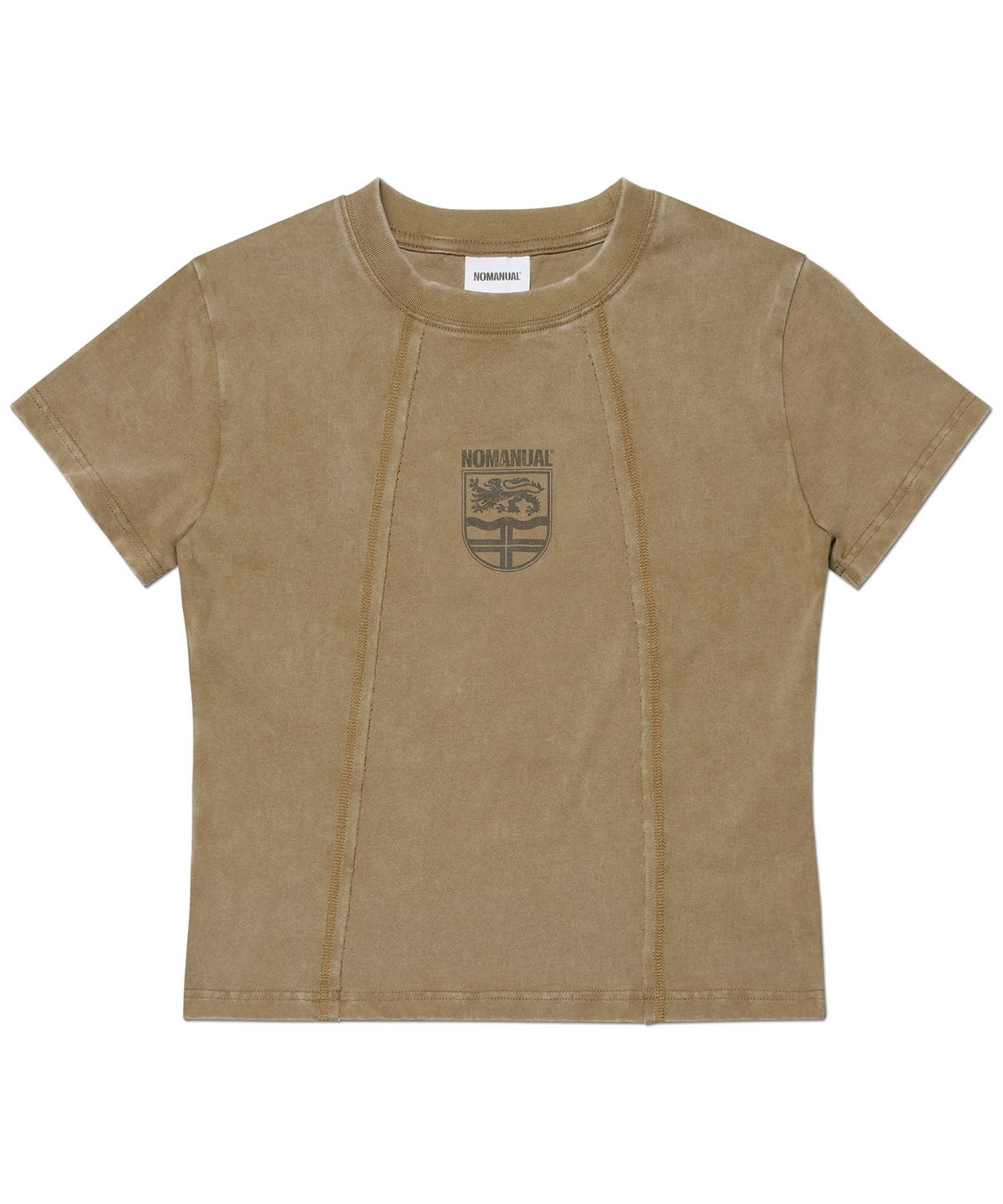 노매뉴얼(NOMANUAL) DUAL SLASH EMBLEM T-SHIRT (WOMAN) - WASHED BROWN