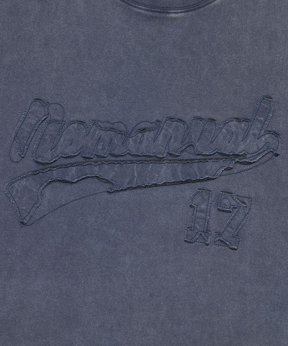 노매뉴얼(NOMANUAL) APPLIQUE T-SHIRT (WOMAN) - WASHED NAVY