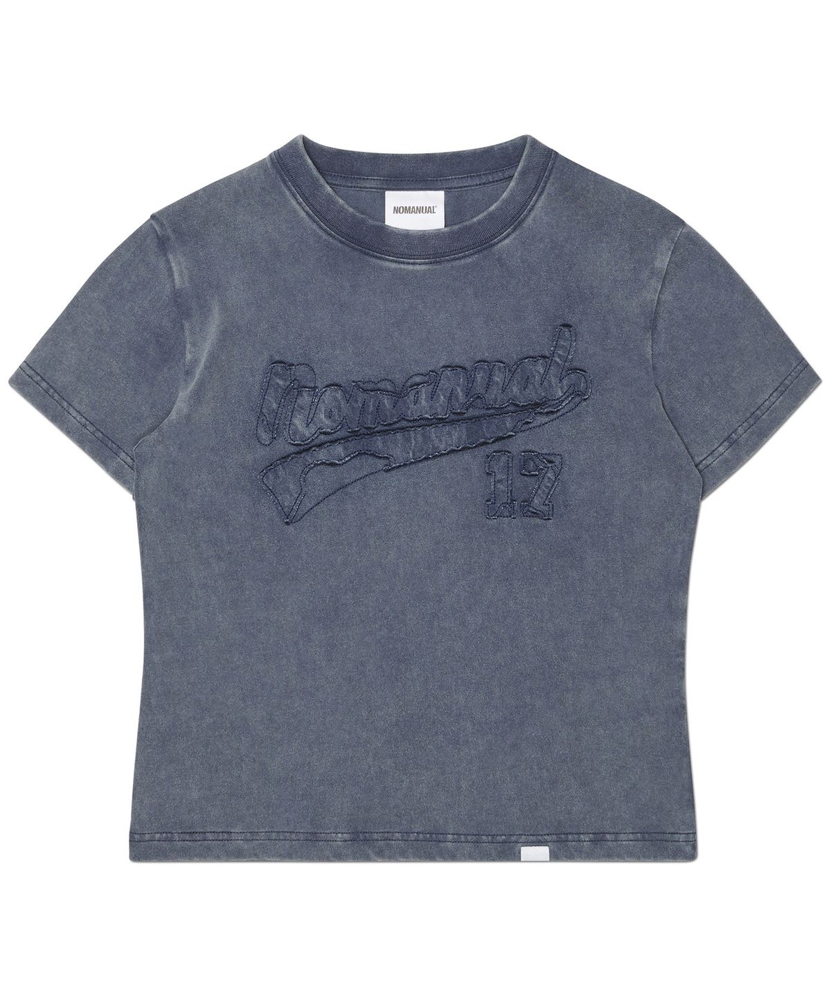 노매뉴얼(NOMANUAL) APPLIQUE T-SHIRT (WOMAN) - WASHED NAVY