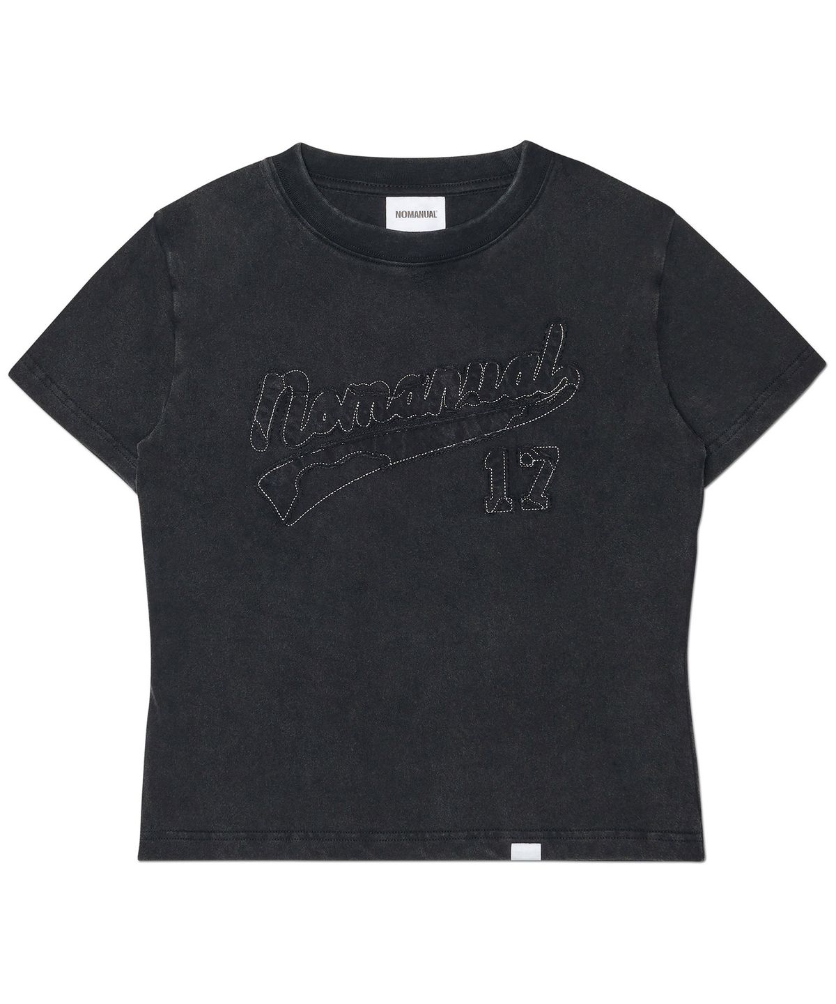 노매뉴얼(NOMANUAL) APPLIQUE T-SHIRT (WOMAN) - WASHED BLACK
