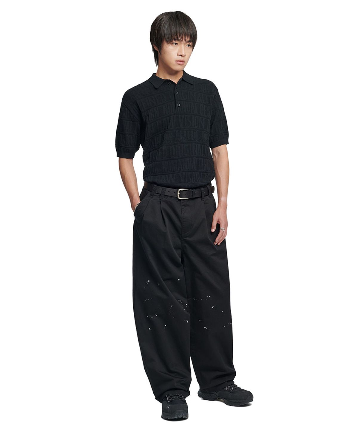 노매뉴얼(NOMANUAL) M.F JACQUARD POLO SHIRT - BLACK