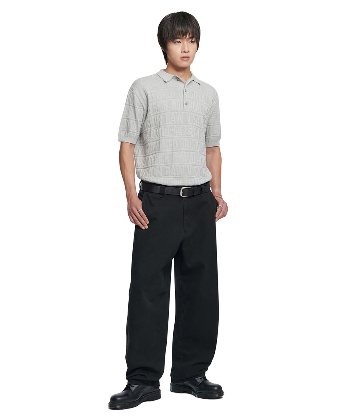 노매뉴얼(NOMANUAL) M.F JACQUARD POLO SHIRT - GRAY