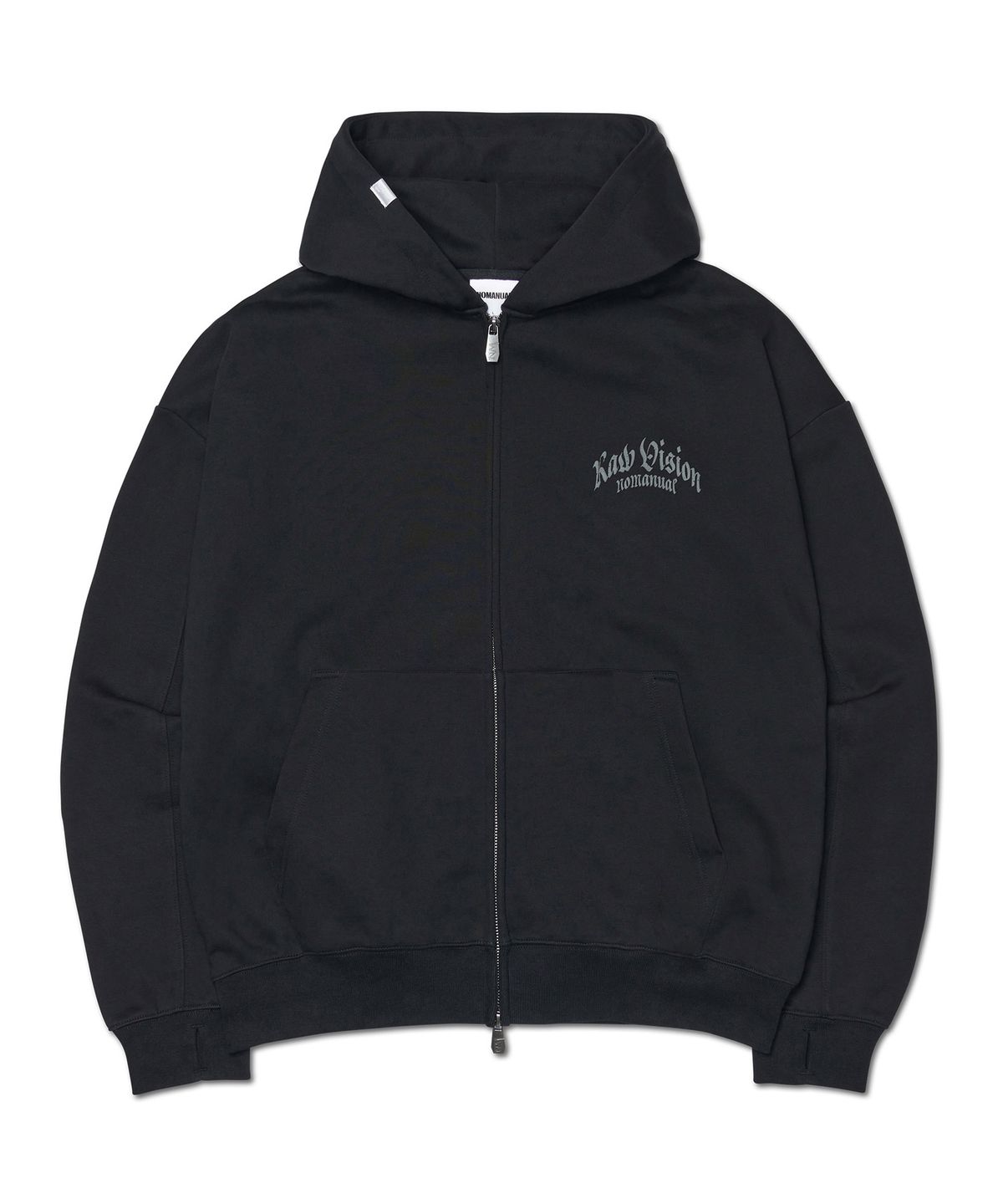 노매뉴얼(NOMANUAL) F.P HOODED ZIP-UP - BLACK