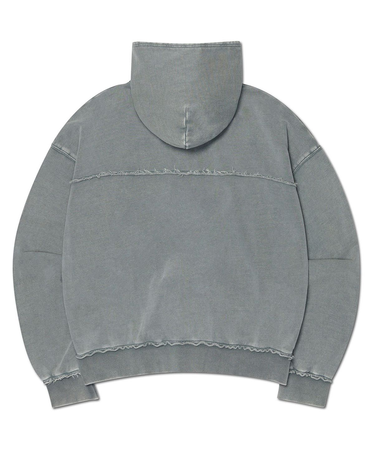 노매뉴얼(NOMANUAL) RAW EDGE HOODED ZIP-UP - WASHED GRAY