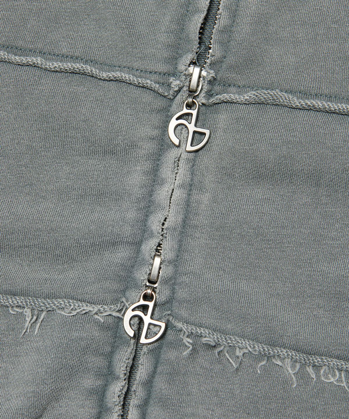 노매뉴얼(NOMANUAL) RAW EDGE HOODED ZIP-UP - WASHED GRAY
