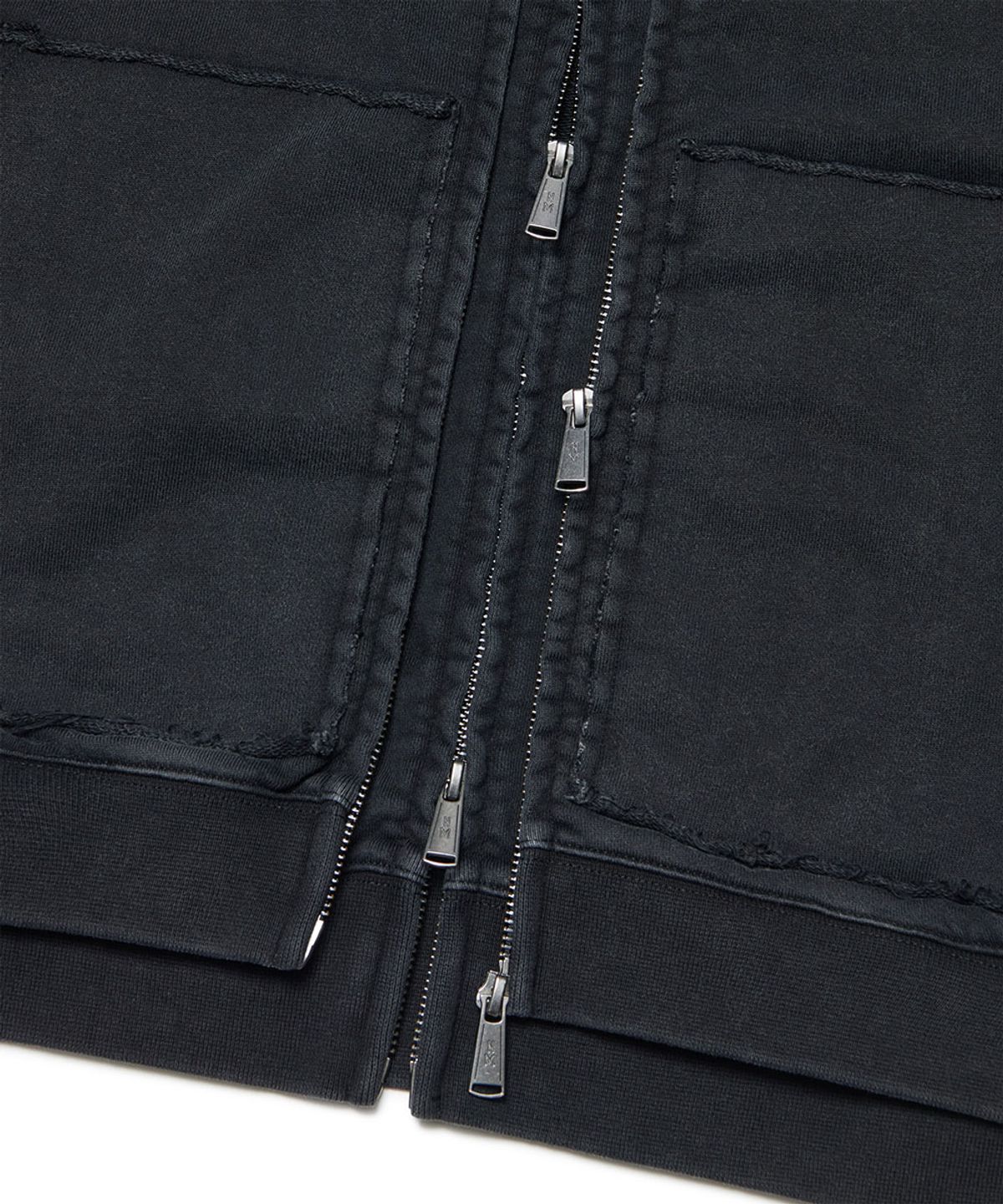노매뉴얼(NOMANUAL) R.P LAYER HOODED ZIP-UP - WASHED BLACK